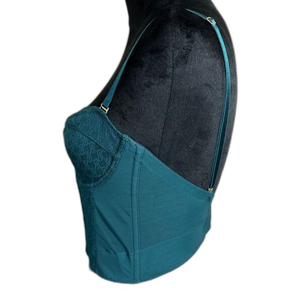 NWOT Victoria's Secret Women's Cut Emerald Green 34C Convertible Lace Bustier - Picture 2 of 6